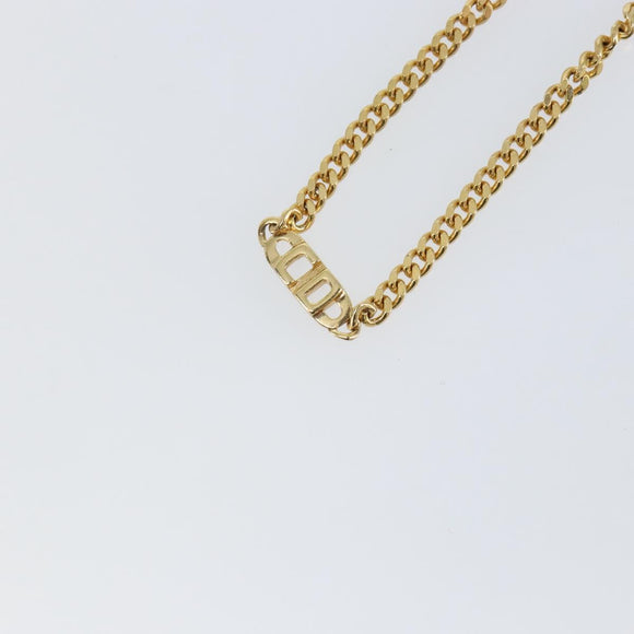 Christian Dior Curve Chain CD logo Necklace metal Gold Tone Auth 146056