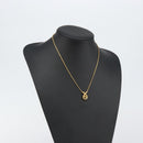 Christian Dior Rhinestone Teardrop CD logo Necklace metal Gold Tone Auth 146057-13