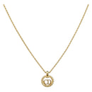 Christian Dior Rope Circle CD Logo Necklace metal Gold Tone Auth 146058-1