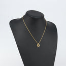 Christian Dior Rope Circle CD Logo Necklace metal Gold Tone Auth 146058-12