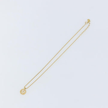 Christian Dior Rope Circle CD Logo Necklace metal Gold Tone Auth 146058 - 0