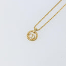 Christian Dior Rope Circle CD Logo Necklace metal Gold Tone Auth 146058-3