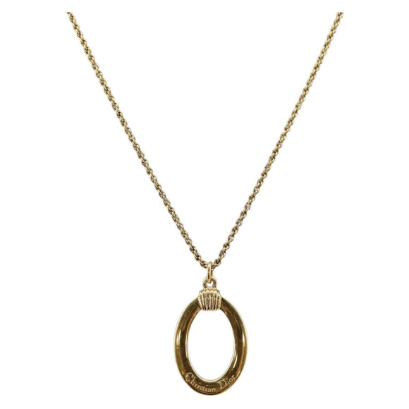Christian Dior Circle Necklace metal Gold Tone Auth 146059