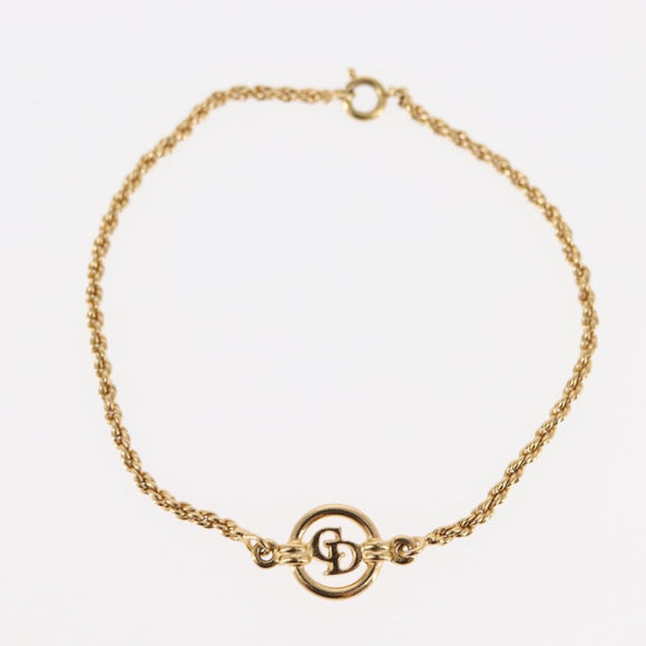 Christian Dior Circle Logo Bracelet metal Gold Tone Auth 146060