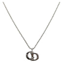 Christian Dior CD Logo Necklace metal Silver tone Auth 146061-1