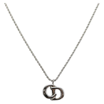 Christian Dior CD Logo Necklace metal Silver tone Auth 146061
