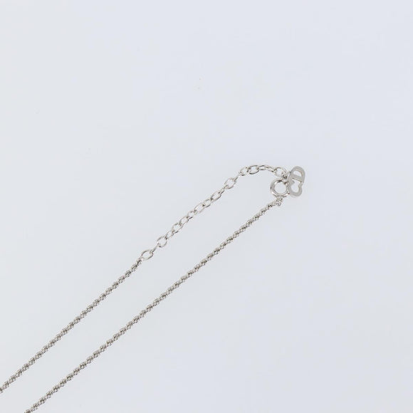 Christian Dior CD Logo Necklace metal Silver tone Auth 146061