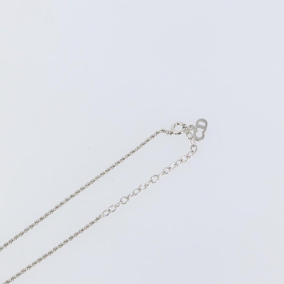 Christian Dior CD Logo Necklace metal Silver tone Auth 146061