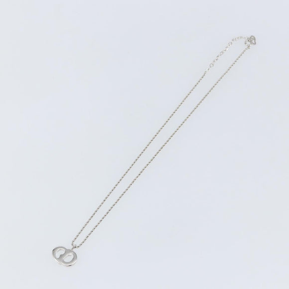 Christian Dior CD Logo Necklace metal Silver tone Auth 146061