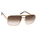 LOUIS VUITTON Damier Sunglasses Attitude metal Gold Tone Z0259U LV Auth 146064-1