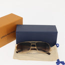 LOUIS VUITTON Damier Sunglasses Attitude metal Gold Tone Z0259U LV Auth 146064-13