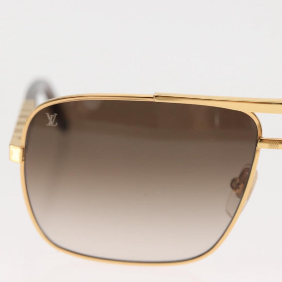 LOUIS VUITTON Damier Sunglasses Attitude metal Gold Tone Z0259U LV Auth 146064