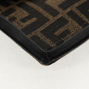 FENDI Zucca Canvas Baguette Shoulder Bag Black Brown Silver Auth 146069M-13