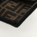 FENDI Zucca Canvas Baguette Shoulder Bag Black Brown Silver Auth 146069M-14