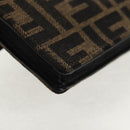 FENDI Zucca Canvas Baguette Shoulder Bag Black Brown Silver Auth 146069M-15