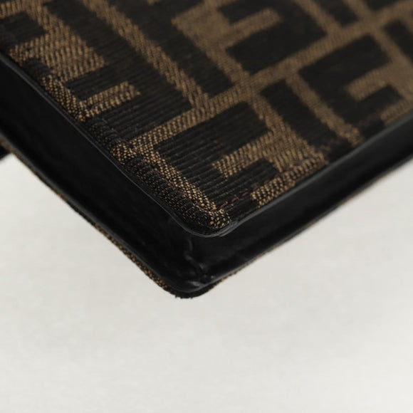 FENDI Zucca Canvas Baguette Shoulder Bag Black Brown Silver Auth 146069M