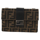FENDI Zucca Canvas Baguette Shoulder Bag Black Brown Silver Auth 146069M-3
