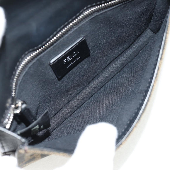 FENDI Zucca Canvas Baguette Shoulder Bag Black Brown Silver Auth 146069M