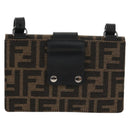 FENDI Zucca Canvas Baguette Shoulder Bag Black Brown Silver Auth 146069M-4