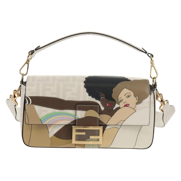 FENDI Zucca Canvas Antonio Lopez Mamma Baguette Bag 2way Ivory Auth 146070SM