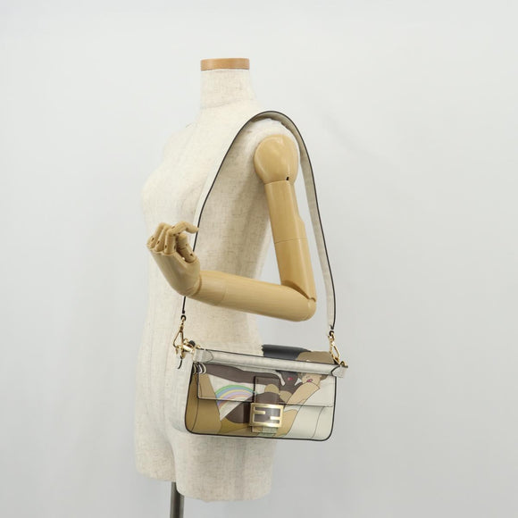 FENDI Zucca Canvas Antonio Lopez Mamma Baguette Bag 2way Ivory Auth 146070SM