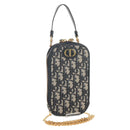 Christian Dior Trotter Canvas Montaigne Chain Bag Navy Gold Auth 146071AM-1