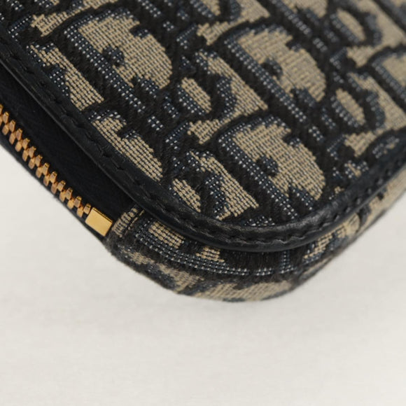 Christian Dior Trotter Canvas Montaigne Chain Bag Navy Gold Auth 146071AM