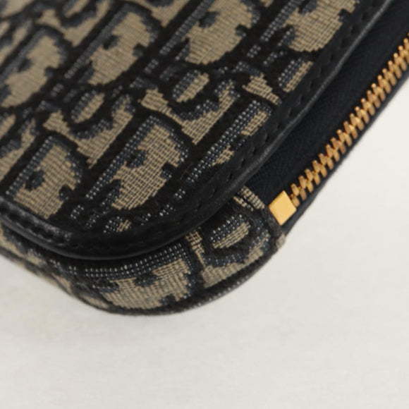 Christian Dior Trotter Canvas Montaigne Chain Bag Navy Gold Auth 146071SAM
