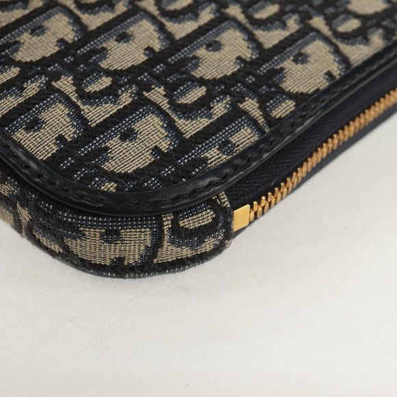 Christian Dior Trotter Canvas Montaigne Chain Bag Navy Gold Auth 146071SAM