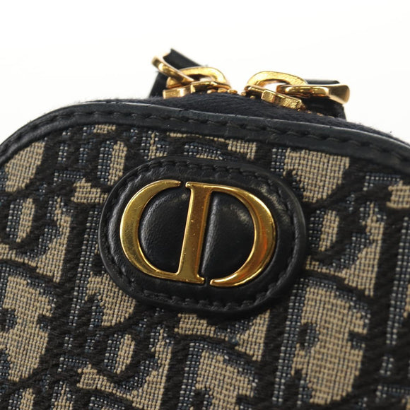 Christian Dior Trotter Canvas Montaigne Chain Bag Navy Gold Auth 146071SAM