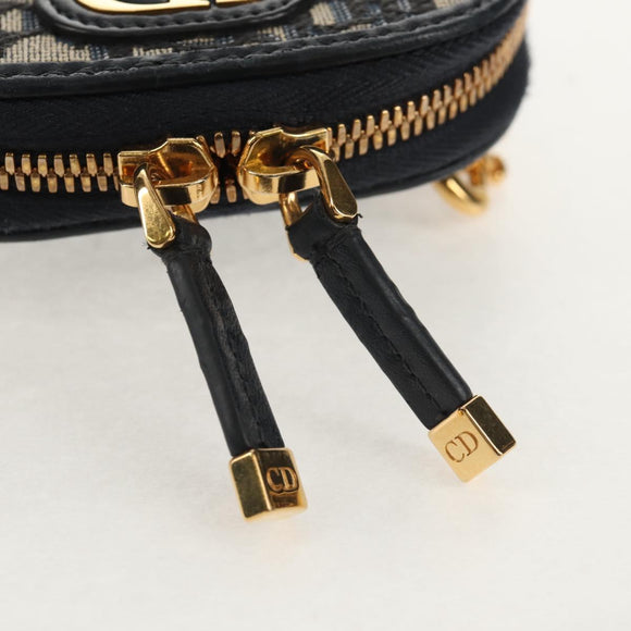Christian Dior Trotter Canvas Montaigne Chain Bag Navy Gold Auth 146071SAM