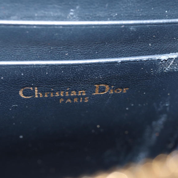Christian Dior Trotter Canvas Montaigne Chain Bag Navy Gold Auth 146071SAM