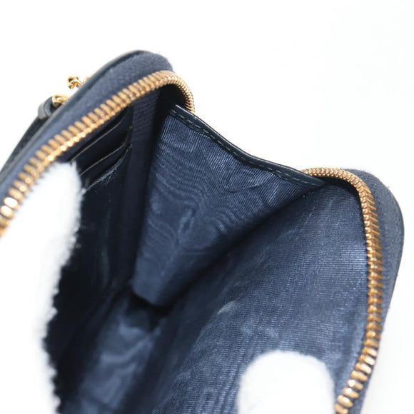 Christian Dior Trotter Canvas Montaigne Chain Bag Navy Gold Auth 146071SAM