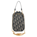 Christian Dior Trotter Canvas Montaigne Chain Bag Navy Gold Auth 146071SAM-2