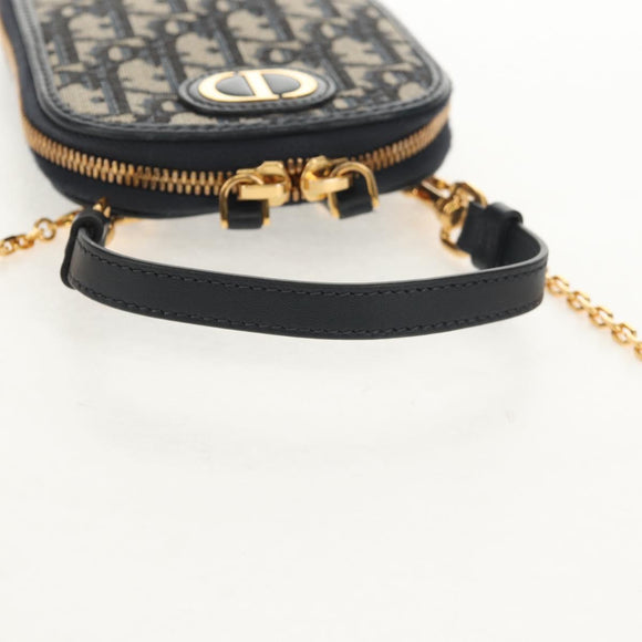 Christian Dior Trotter Canvas Montaigne Chain Bag Navy Gold Auth 146071SAM