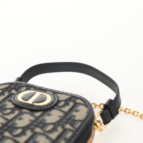 Christian Dior Trotter Canvas Montaigne Chain Bag Navy Gold Auth 146071SAM
