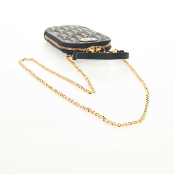 Christian Dior Trotter Canvas Montaigne Chain Bag Navy Gold Auth 146071AM