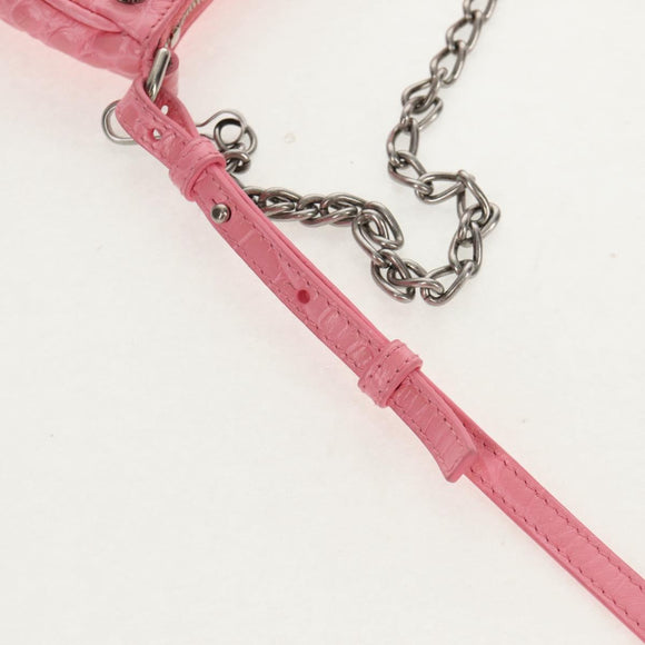 BALENCIAGA LucaGol XS Shoulder Bag Leather 2way Pink Silver 695814 Auth 146072AM