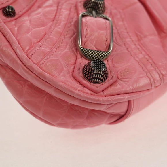 BALENCIAGA LucaGol XS Shoulder Bag Leather 2way Pink Silver 695814 Auth 146072AM