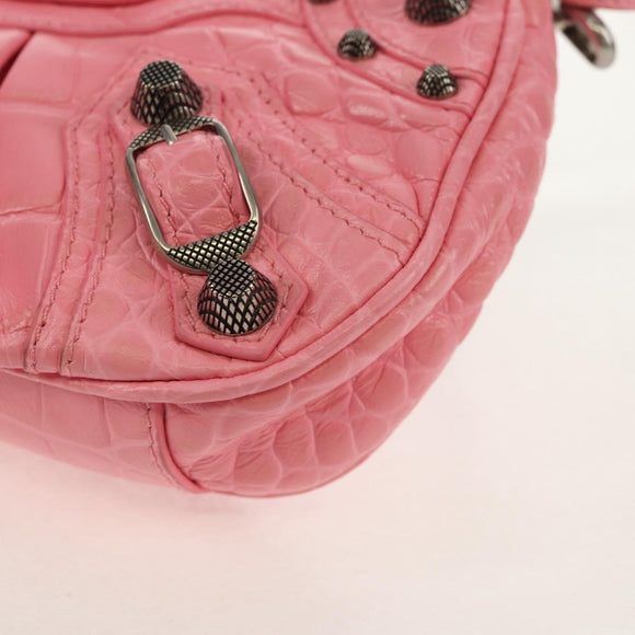 BALENCIAGA LucaGol XS Shoulder Bag Leather 2way Pink Silver 695814 Auth 146072AM