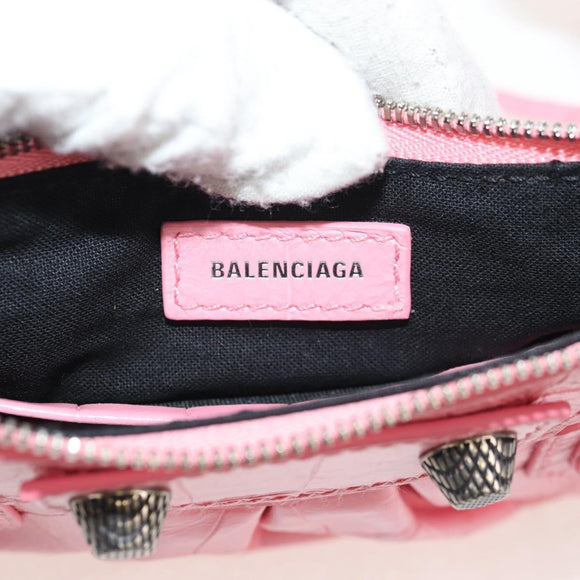 BALENCIAGA LucaGol XS Shoulder Bag Leather 2way Pink Silver 695814 Auth 146072AM