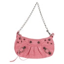 BALENCIAGA LucaGol XS Shoulder Bag Leather 2way Pink Silver 695814 Auth 146072AM-13