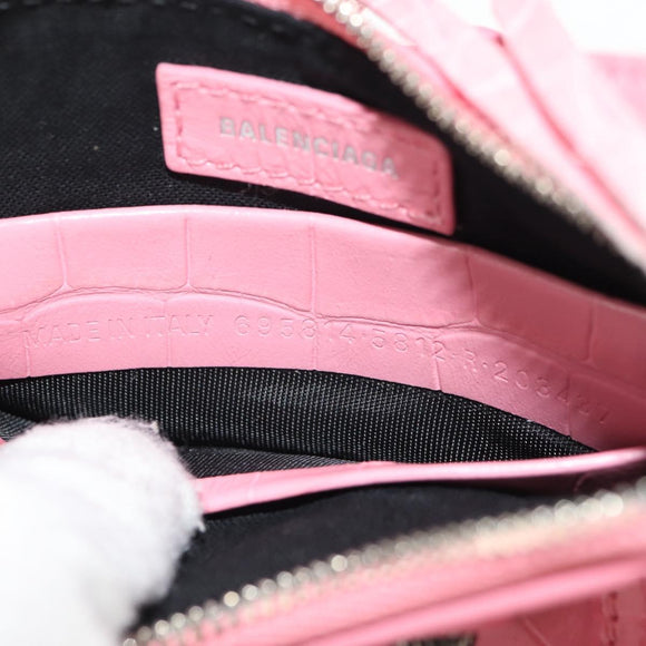 BALENCIAGA LucaGol XS Shoulder Bag Leather 2way Pink Silver 695814 Auth 146072AM