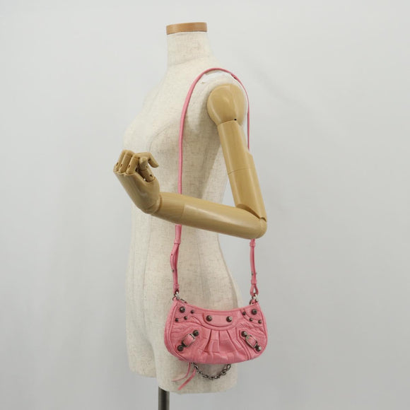 BALENCIAGA LucaGol XS Shoulder Bag Leather 2way Pink Silver 695814 Auth 146072AM