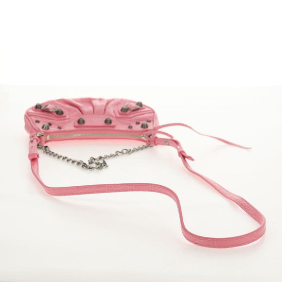 BALENCIAGA LucaGol XS Shoulder Bag Leather 2way Pink Silver 695814 Auth 146072AM