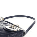 Christian Dior Lady Dior Canage Hand Bag Leather 2way Navy Silver Auth 146073M-15