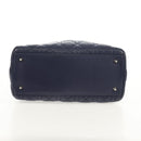 Christian Dior Lady Dior Canage Hand Bag Leather 2way Navy Silver Auth 146073M-5