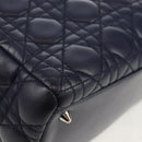Christian Dior Lady Dior Canage Hand Bag Leather 2way Navy Silver Auth 146073M-9