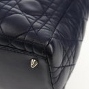 Christian Dior Lady Dior Canage Hand Bag Leather 2way Navy Silver Auth 146073M-16