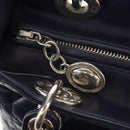 Christian Dior Lady Dior Canage Hand Bag Leather 2way Navy Silver Auth 146073M-20